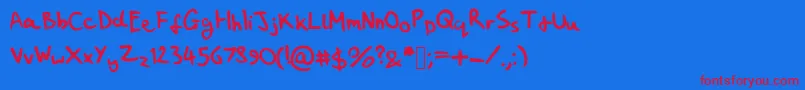 MyHandwritingSucks-fontti – punaiset fontit sinisellä taustalla