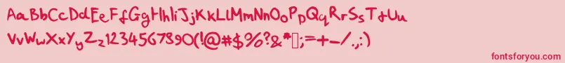 Czcionka MyHandwritingSucks – czerwone czcionki na różowym tle