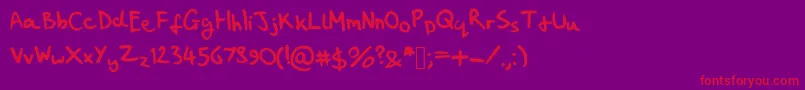 フォントMyHandwritingSucks – 紫の背景に赤い文字
