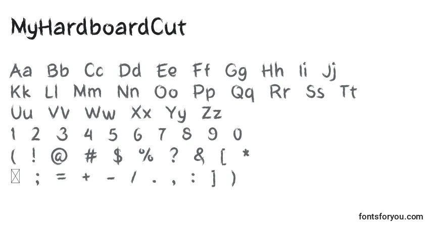 MyHardboardCut-fontti – aakkoset, numerot, erikoismerkit