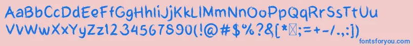 MyHardboardCut Font – Blue Fonts on Pink Background