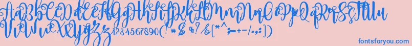 フォントmyhope – ピンクの背景に青い文字