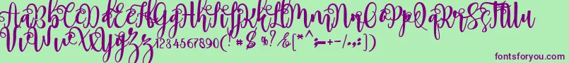 myhope-Schriftart – Violette Schriften auf grünem Hintergrund