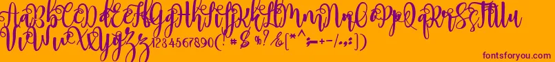 myhope-Schriftart – Violette Schriften auf orangefarbenem Hintergrund