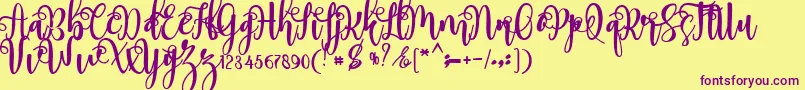 myhope-Schriftart – Violette Schriften auf gelbem Hintergrund