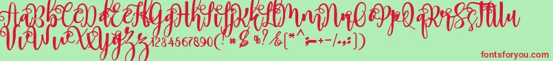 myhope-Schriftart – Rote Schriften auf grünem Hintergrund