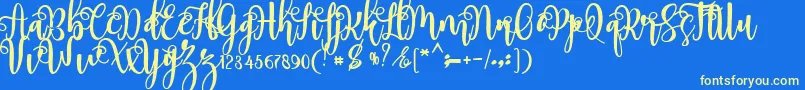 フォントmyhope – 黄色の文字、青い背景