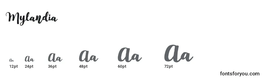Mylandia Font Sizes