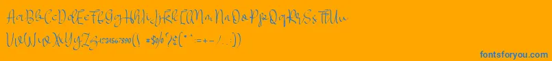 MYLOVE elegant-Schriftart – Blaue Schriften auf orangefarbenem Hintergrund