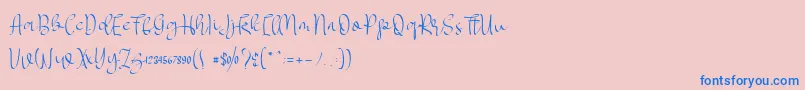 MYLOVE elegant-Schriftart – Blaue Schriften auf rosa Hintergrund