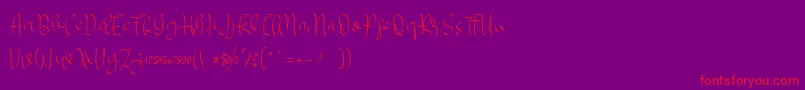 MYLOVE elegant Font – Red Fonts on Purple Background