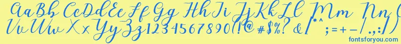 Mylove Script Font – Blue Fonts on Yellow Background