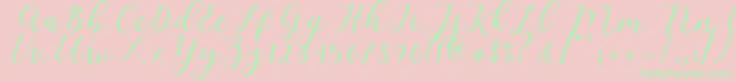 More about Mylove Script Font Mylove Script Font – Green Fonts on Pink Background