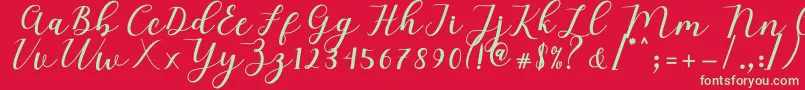Mylove Script-Schriftart – Grüne Schriften auf rotem Hintergrund