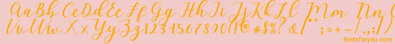 Mylove Script-Schriftart – Orangefarbene Schriften auf rosa Hintergrund