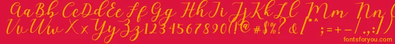 Mylove Script Font – Orange Fonts on Red Background