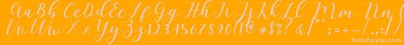 Weitere Informationen zur Mylove Script-Schriftart Mylove Script-Schriftart – Rosa Schriften auf orangefarbenem Hintergrund