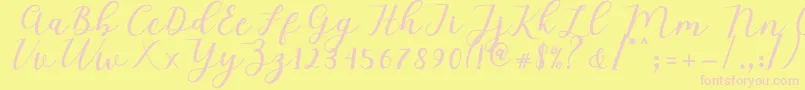 Więcej informacji o czcionce Mylove Script Czcionka Mylove Script – różowe czcionki na żółtym tle