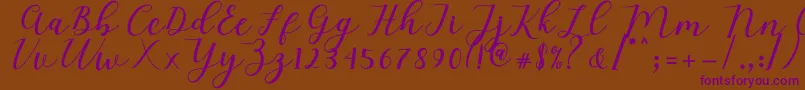 Mylove Script-Schriftart – Violette Schriften auf braunem Hintergrund