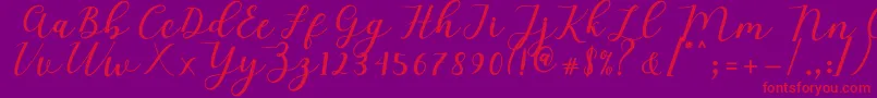 Mylove Script-Schriftart – Rote Schriften auf violettem Hintergrund