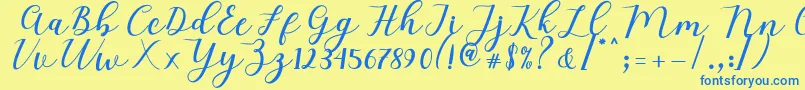 Mylove Script Font – Blue Fonts on Yellow Background