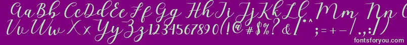 Mylove Script Font – Green Fonts on Purple Background