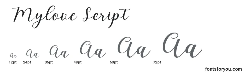 Mylove Script (135187) Font Sizes