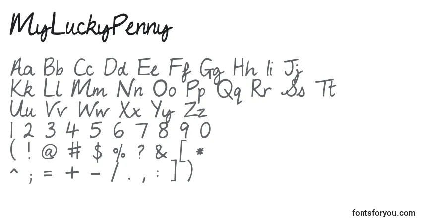 Schriftart MyLuckyPenny (135188) – Alphabet, Zahlen, spezielle Symbole