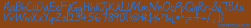 MyLuckyPenny Font – Blue Fonts on Brown Background