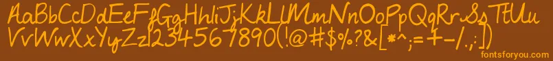 MyLuckyPenny-Schriftart – Orangefarbene Schriften auf braunem Hintergrund