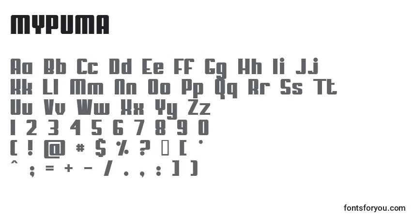 Шрифт MYPUMA   (135189) – алфавит, цифры, специальные символы