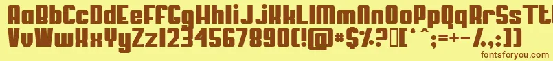 フォントMYPUMA   – 茶色の文字が黄色の背景にあります。