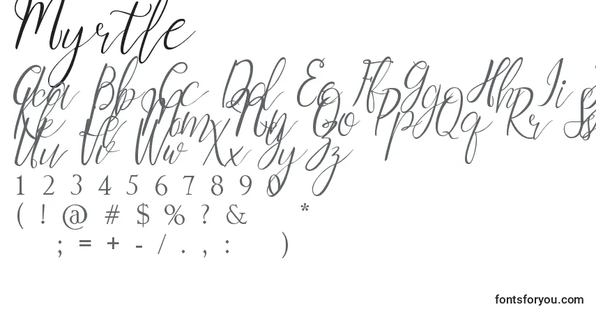 Schriftart Myrtle – Alphabet, Zahlen, spezielle Symbole