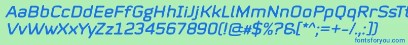 フォントMystag Italic Font by 7NTypes – 青い文字は緑の背景です。