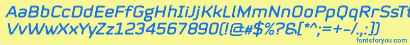 Mystag Italic Font by 7NTypes-fontti – siniset fontit keltaisella taustalla