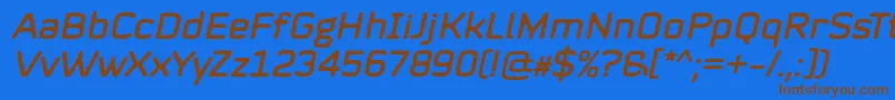 Mystag Italic Font by 7NTypes Font – Brown Fonts on Blue Background