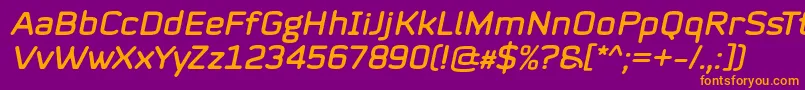 Mystag Italic Font by 7NTypes-fontti – oranssit fontit violetilla taustalla