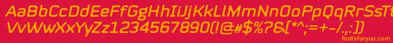 Mystag Italic Font by 7NTypes Font – Orange Fonts on Red Background