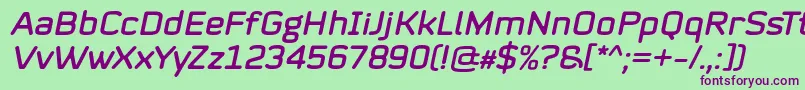 フォントMystag Italic Font by 7NTypes – 緑の背景に紫のフォント