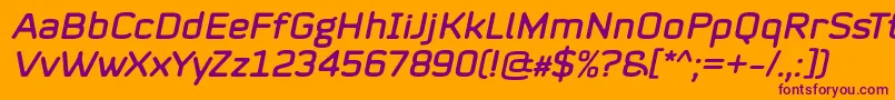 Mystag Italic Font by 7NTypes Font – Purple Fonts on Orange Background