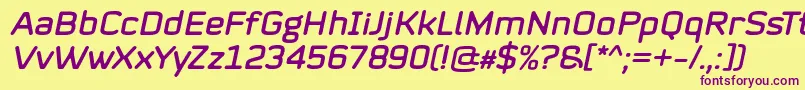 Police Mystag Italic Font by 7NTypes – polices violettes sur fond jaune