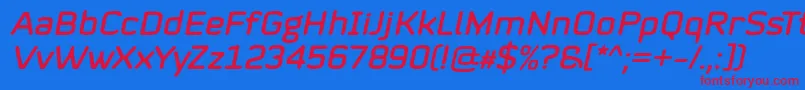 Mystag Italic Font by 7NTypes Font – Red Fonts on Blue Background
