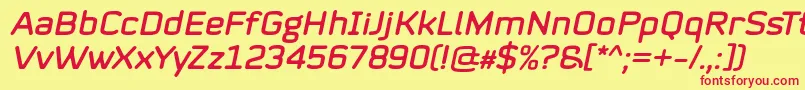 Mystag Italic Font by 7NTypes Font – Red Fonts on Yellow Background