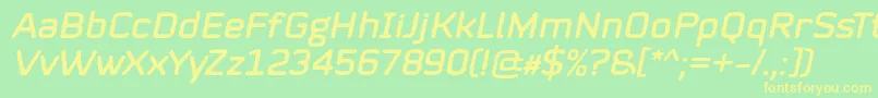 Mystag Italic Font by 7NTypes Font – Yellow Fonts on Green Background
