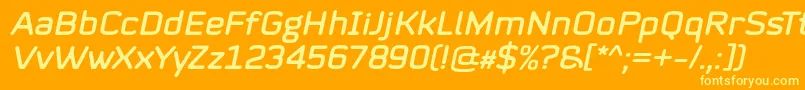 Mystag Italic Font by 7NTypes Font – Yellow Fonts on Orange Background