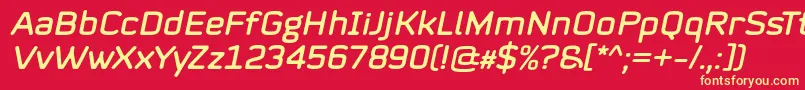 Mystag Italic Font by 7NTypes Font – Yellow Fonts on Red Background