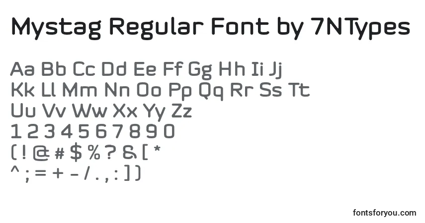 Schriftart Mystag Regular Font by 7NTypes – Alphabet, Zahlen, spezielle Symbole