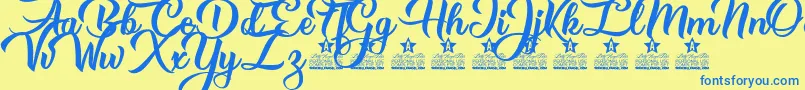 Mysteries of Passion Personal Use Font – Blue Fonts on Yellow Background