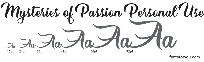 Mysteries of Passion Personal Use Font Sizes