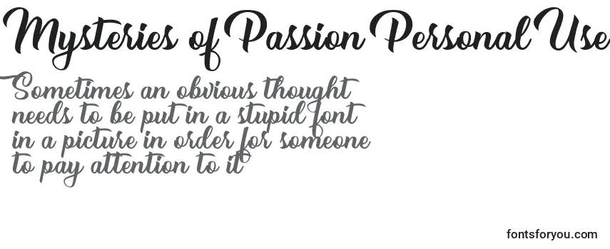 Przegląd czcionki Mysteries of Passion Personal Use